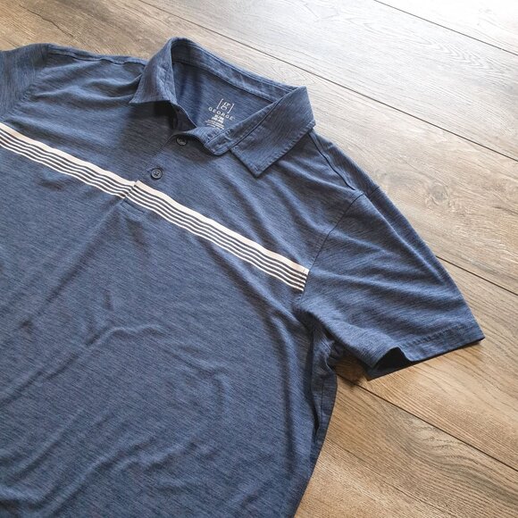 George Men Blue Polo Shirt Size XL 46 - 48 Short Sleeves Button Up Collar Henley - Picture 2 of 5